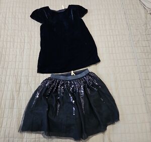 Charming Navy Blue Velvet Top and Sequin Skirt 11/12